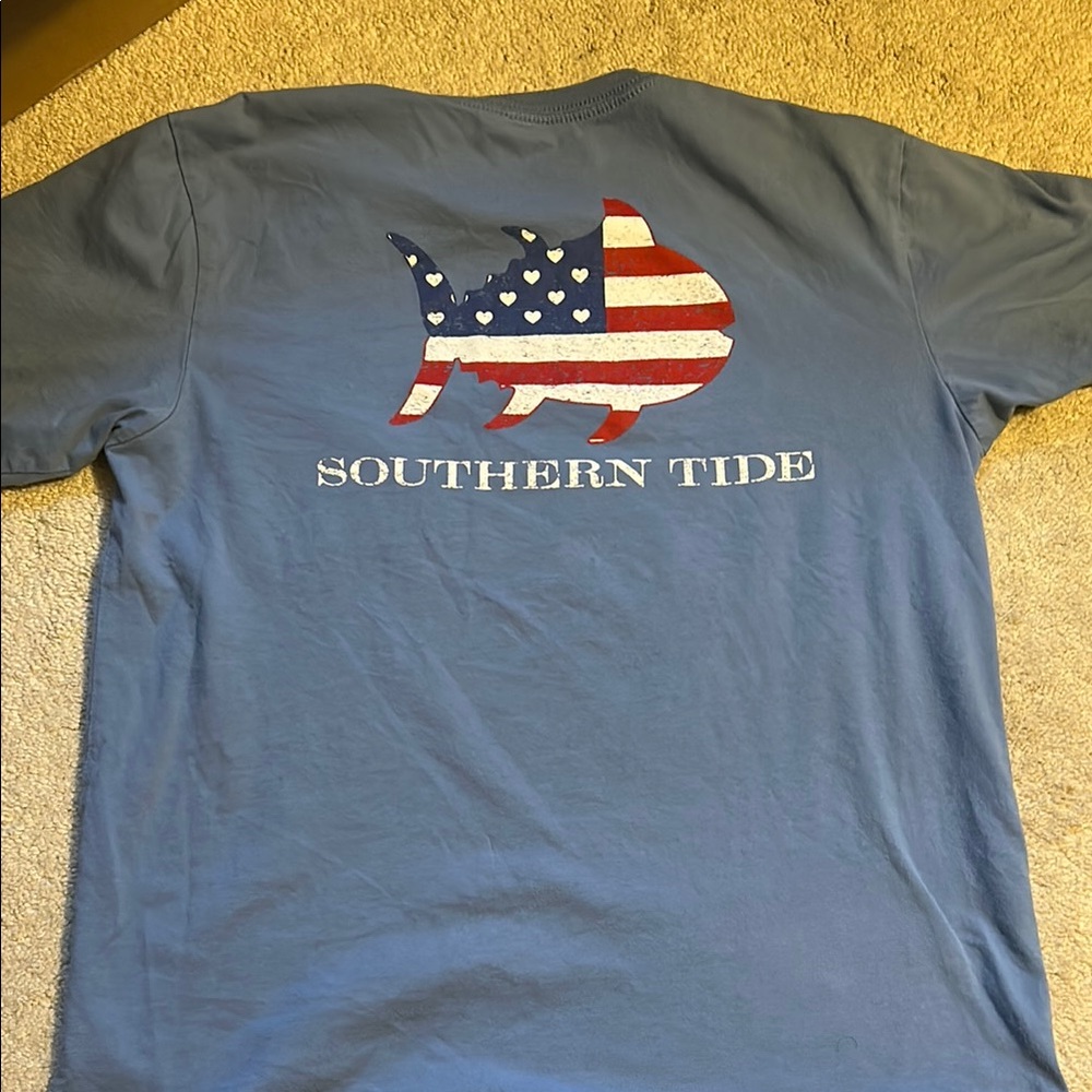 Southern Tide Patriotic Fish Tee in Blue